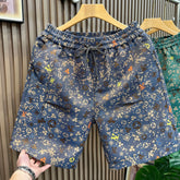 Summer new trendy brand high-end vintage shorts for men, loose and casual straight leg pants, cropped pants, cool beach pants