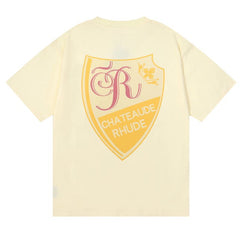 RHUDE "Chateau de Rhude" Shield Graphic Back-Print T-Shirt - Cream
