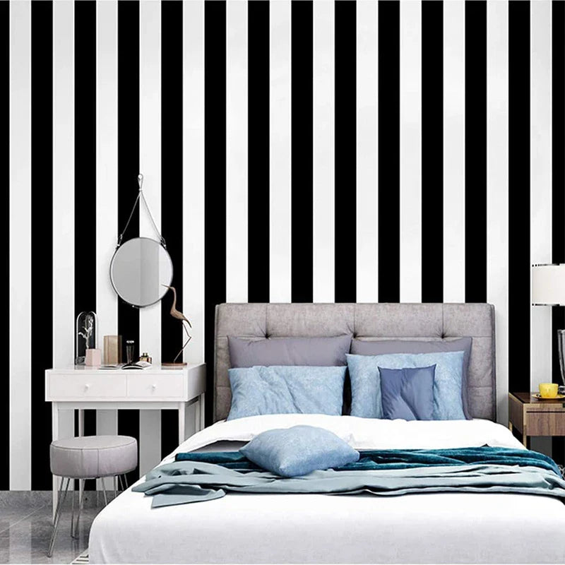 Stripe Black White Peel and Stick Wallpaper Vinyl Waterproof Self-Adhesive Wallpaper Removable Contact Paper Decorative Stickers
