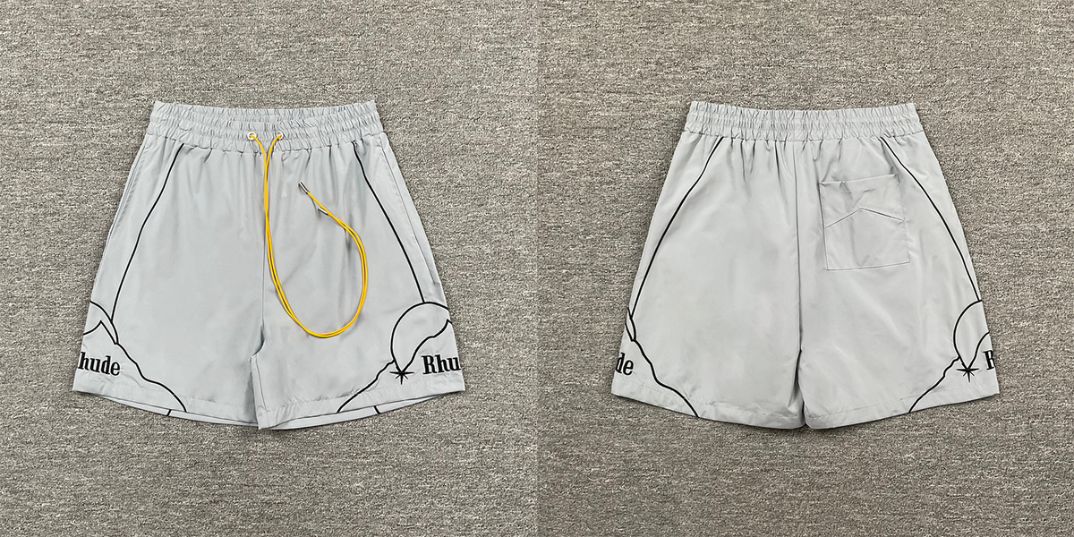 RHUDE Mountain Graphic Athletic Shorts - Light Grey