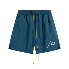 RHUDE Signature Script Logo Athletic Shorts - Teal / White