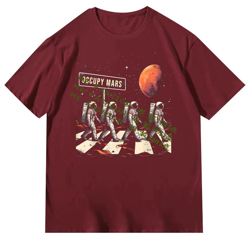 Elon Musk Occupy Mars Round Neck Short sleeved T-shirt for Men and Women 2025 New Summer Collection