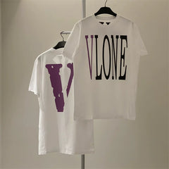 Vlone Stacked Logo Graphic T-Shirt - White/Purple