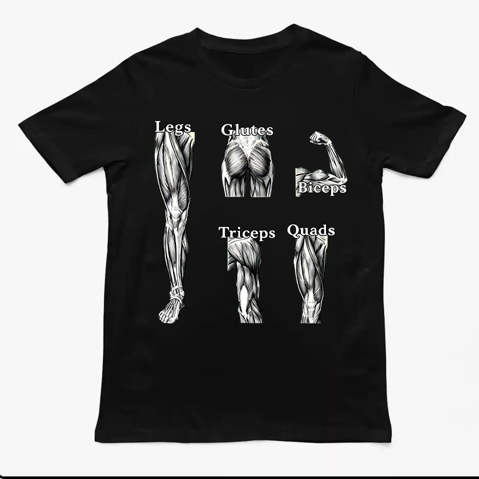 Fitness Muscle Anatomy Printed Short Sleeve T-shirt 2026 New Trendy Loose Men's and Women's Same Style Iron Training Top
