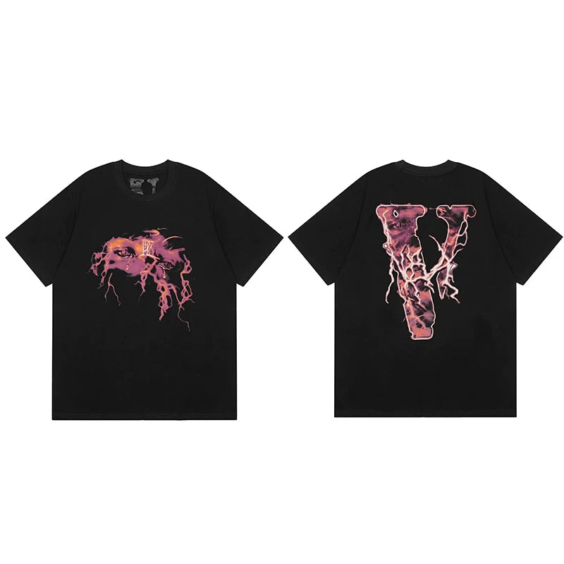 Vlone Lava Graphic T-Shirt - Black/Pink