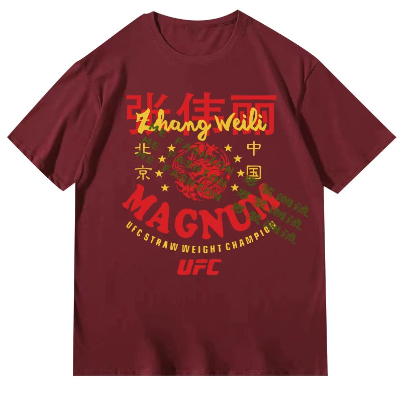 2025 Zhang Weili Same Clothes Chinese Role Model UFC Season T-shirt Boxing Short Sleeve Men's and Women's Top Summer China Beijing