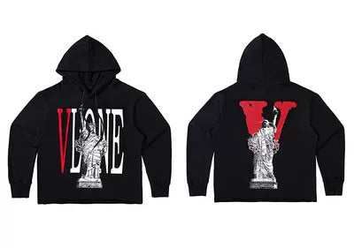Vlone Statue of Liberty Graphic Hoodie - Black/Red