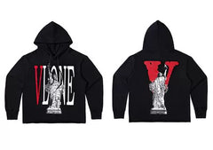 Vlone Statue of Liberty Graphic Hoodie - Black/Red