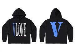 Vlone Classic Logo Graphic Hoodie - Black/Blue