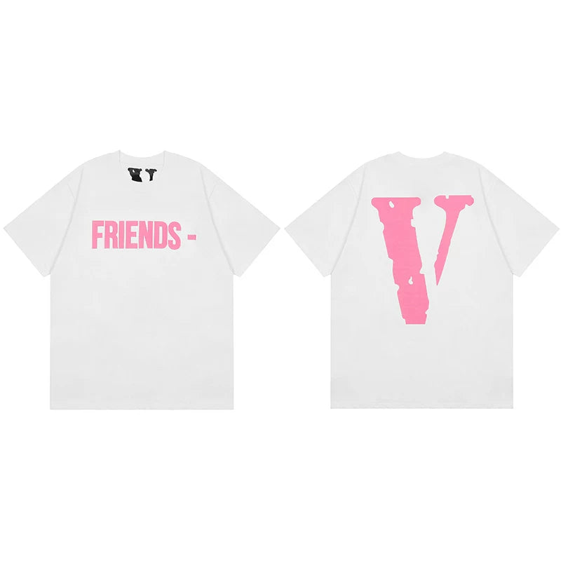 Vlone "FRIENDS-" Graphic T-Shirt - White/Pink