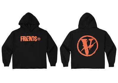 Vlone Circle Lightning Graphic Hoodie - Black/Orange