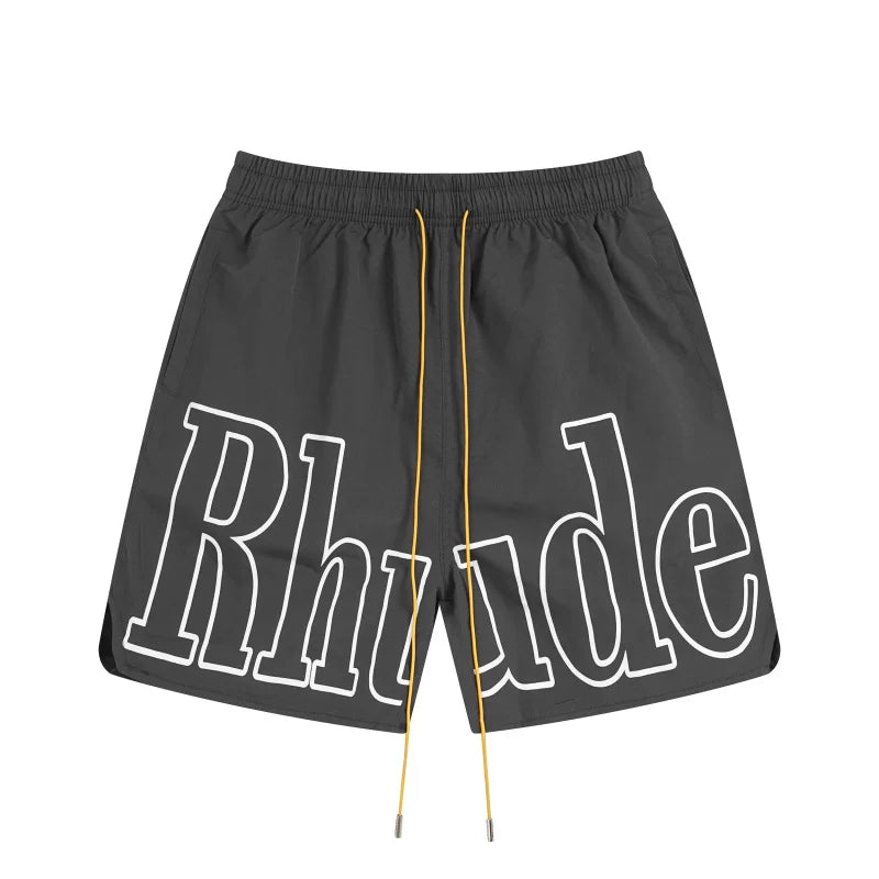 RHUDE Signature Script Logo Athletic Shorts - Charcoal Grey