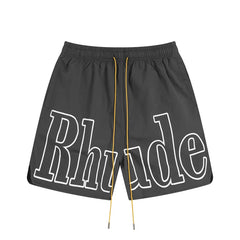 RHUDE Signature Script Logo Athletic Shorts - Charcoal Grey