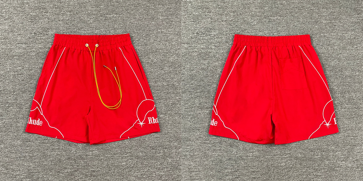 RHUDE Mountain Graphic Athletic Shorts - Red