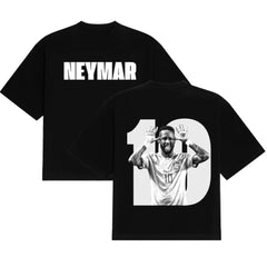 Neymar size 10 football printed short sleeved T-shirt with loose front and back print for both men and women