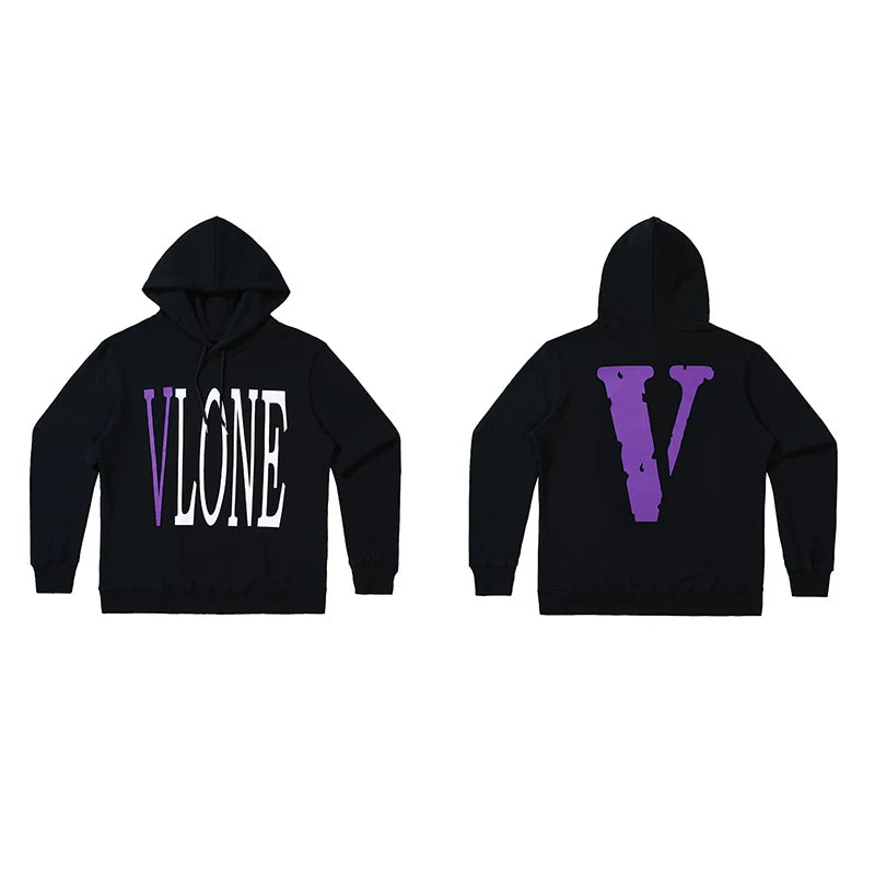 Vlone Classic Logo Graphic Hoodie - Black/Purple