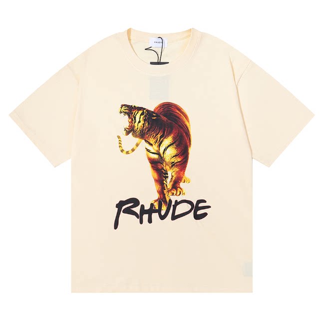 RHUDE Roaring Tiger Graphic Print T-Shirt - Cream