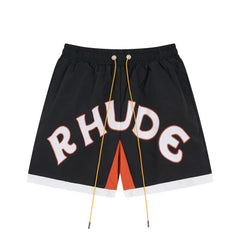 RHUDE Arch Logo Drawstring Athletic Shorts - Black
