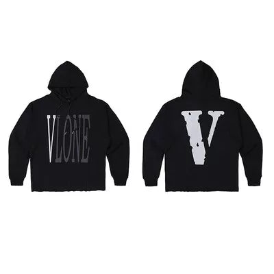 Vlone Classic Logo Graphic Hoodie - Black/Dusty Purple