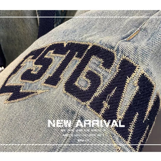 Design sense worn out embroidered denim shorts for men in the summer of 2026, new American fashion brand five quarter pants versatile horse pants
