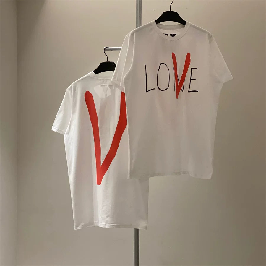 Vlone Hand-Drawn "LONE" Graphic T-Shirt - White/Red