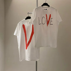 Vlone Hand-Drawn "LONE" Graphic T-Shirt - White/Red