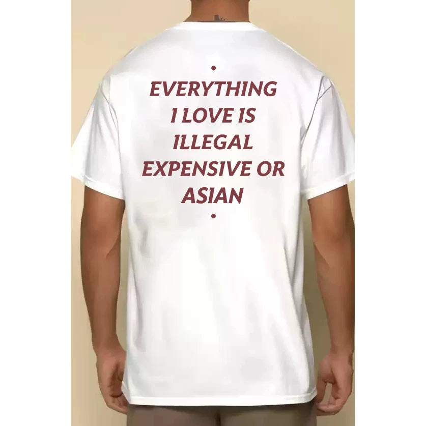 Everything I Love Is Illegal Expensive Or Asian Letter T-shirt for Men and Women