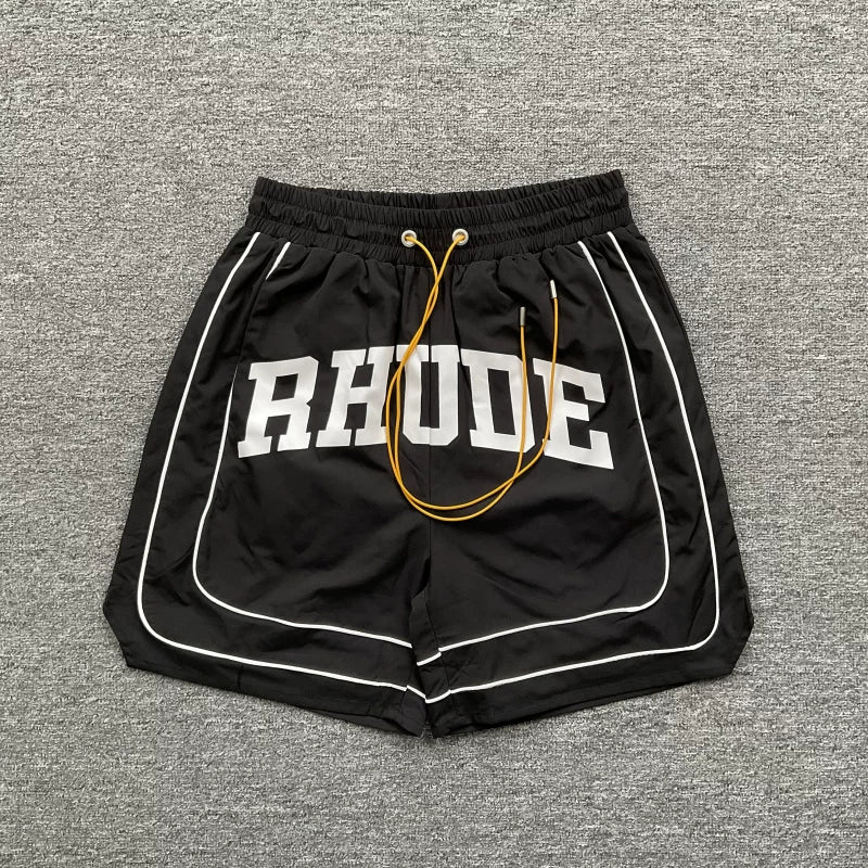 RHUDE Piping Arch Logo Drawstring Athletic Shorts - Black