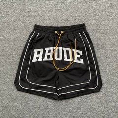 RHUDE Piping Arch Logo Drawstring Athletic Shorts - Black
