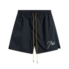 RHUDE Signature Script Logo Athletic Shorts - Black / White