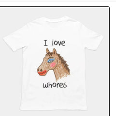 HORSE FUNNY T-SHIRT American casual short sleeved T-shirt men's and women's top round neck 2026 summer new trend