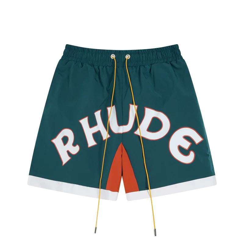 RHUDE Arch Logo Drawstring Athletic Shorts - Dark Green