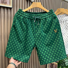 High quality European letter printed embroidered cotton casual shorts for men, 2026 new summer trend five quarter pants