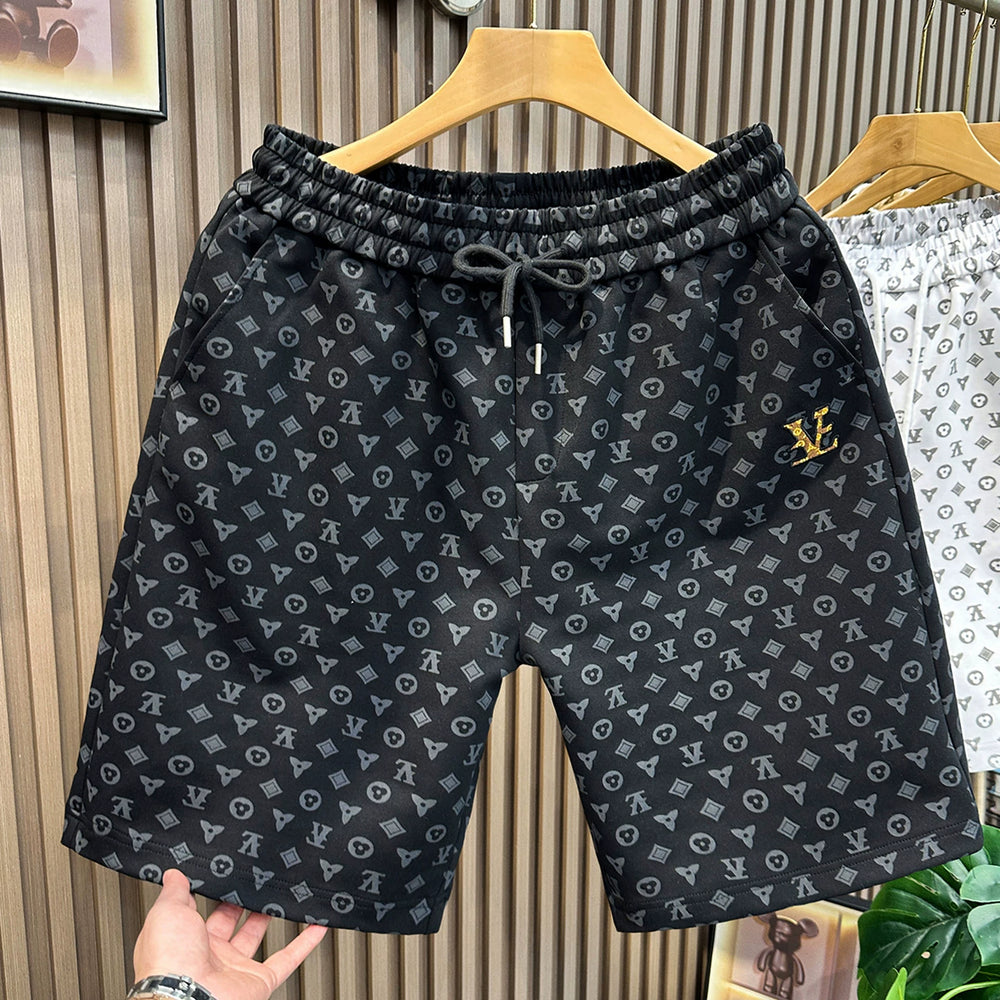 High quality European letter printed embroidered cotton casual shorts for men, 2026 new summer trend five quarter pants