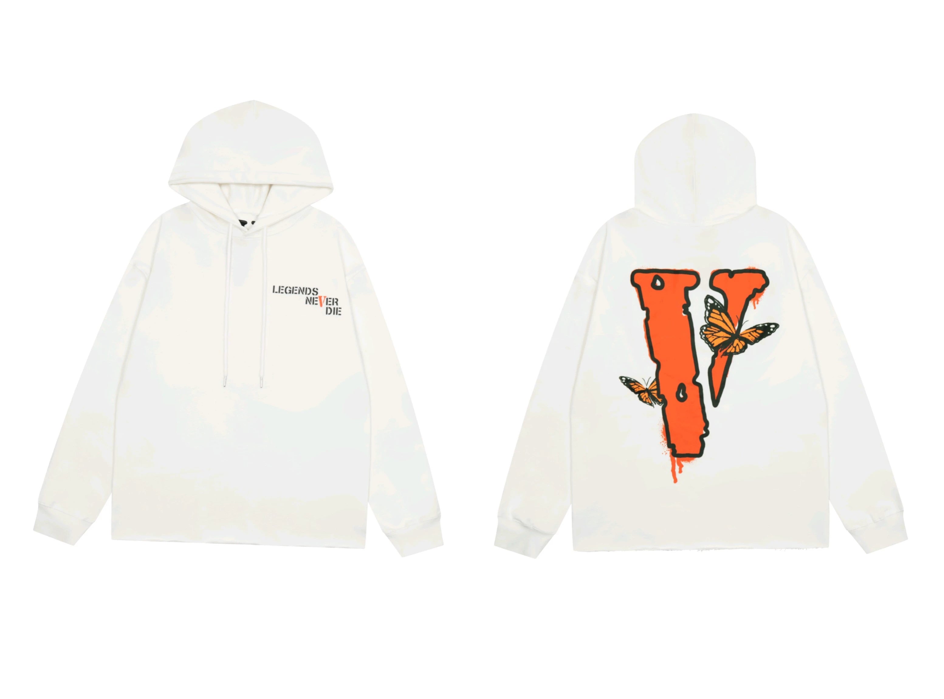 Vlone Butterfly Graphic Hoodie - White/Orange