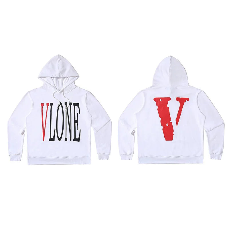 Vlone Classic Logo Graphic Hoodie - White/Red