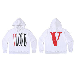 Vlone Classic Logo Graphic Hoodie - White/Red