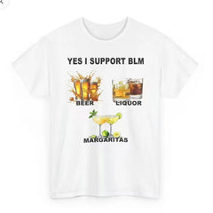 American Fun YES I Support BLM Wine Pattern Printed Loose Short sleeved T-shirt for Men and Women
