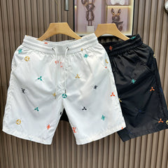 Trendy brand shorts men's summer new fashion design sense embroidered letter five quarter pants youth quick drying breathable beach pants