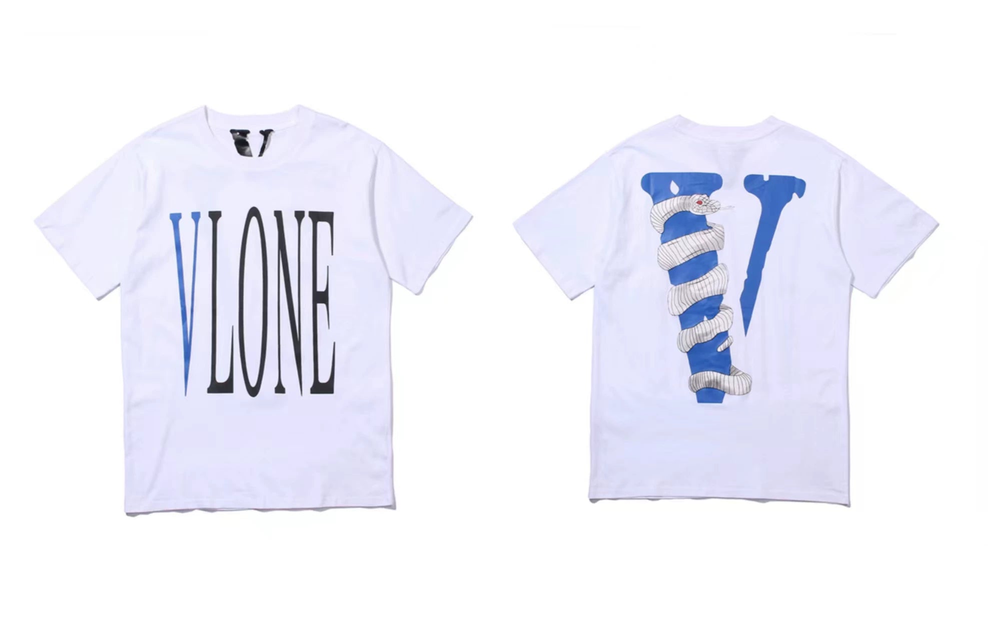 Vlone Serpent Graphic T-Shirt - White/Blue