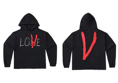 Vlone Hand-Drawn Logo Graphic Hoodie - Black/Red