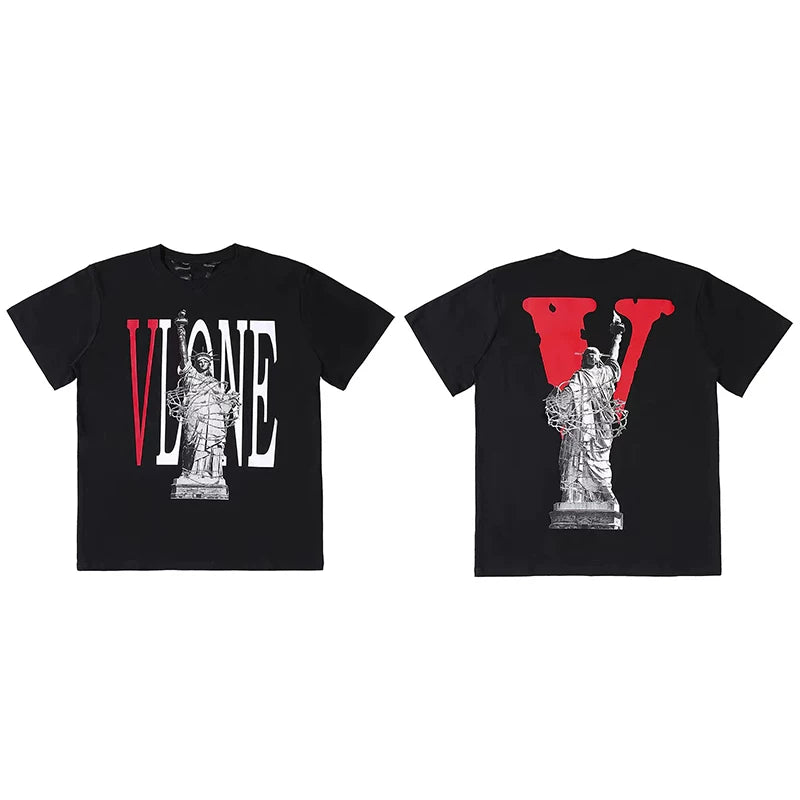 Vlone Statue of Liberty Graphic T-Shirt - Black/Red