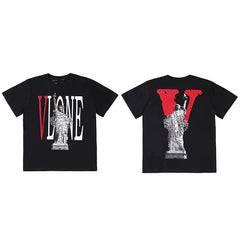 Vlone Statue of Liberty Graphic T-Shirt - Black/Red