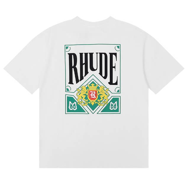 RHUDE Crest & Bold Lettering Graphic Back-Print T-Shirt - White