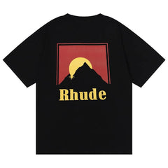 RHUDE Sunset Mountain Graphic Print T-Shirt - Black