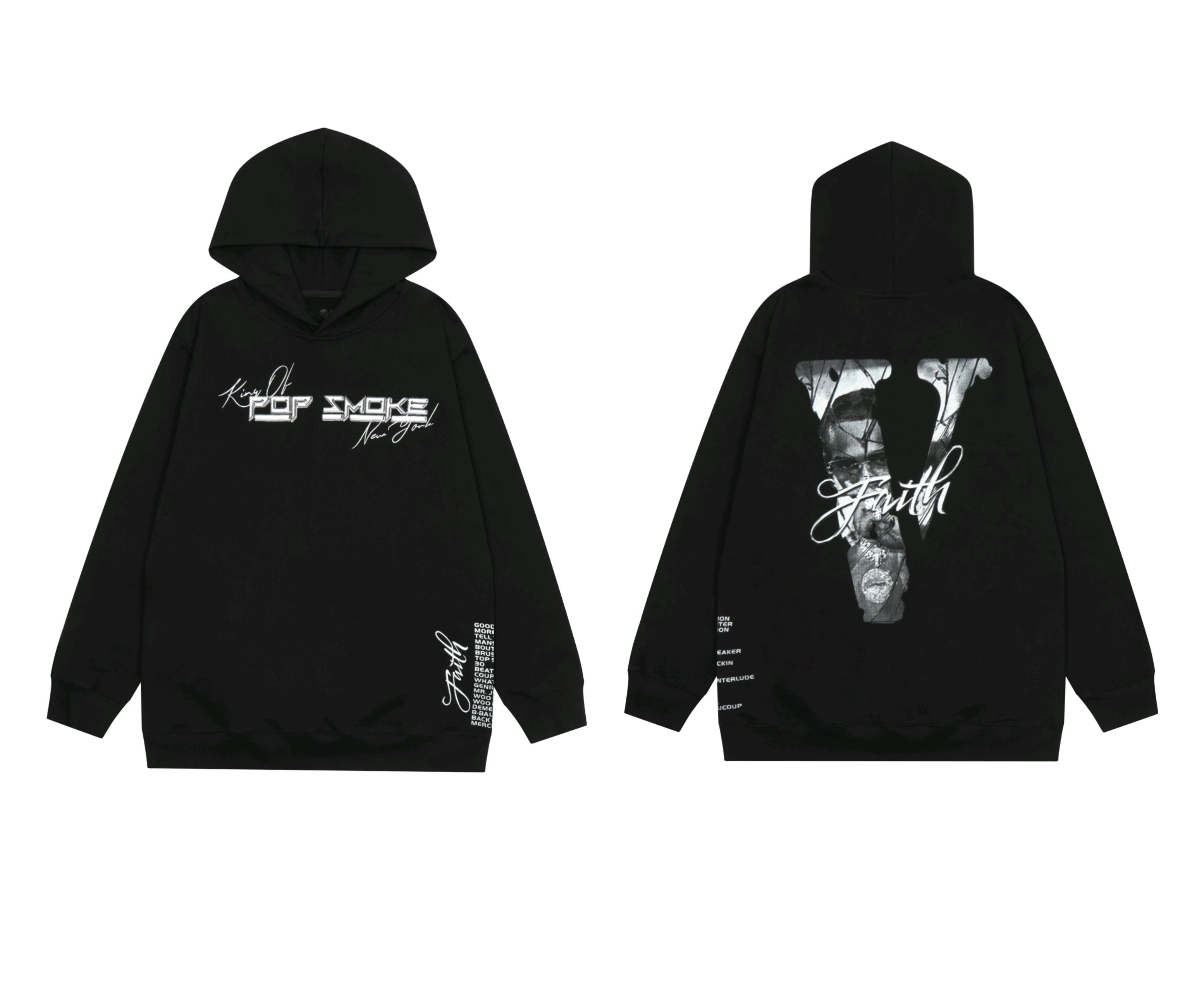 Vlone x Pop Smoke "Faith" Tribute Graphic Hoodie - Black