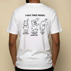 American casual funny hippopotamus three emotion meme T-shirt niche fun print loose fitting unisex short sleeved trend