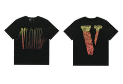 Vlone Scribble Outline Graphic T-Shirt - Black/Red