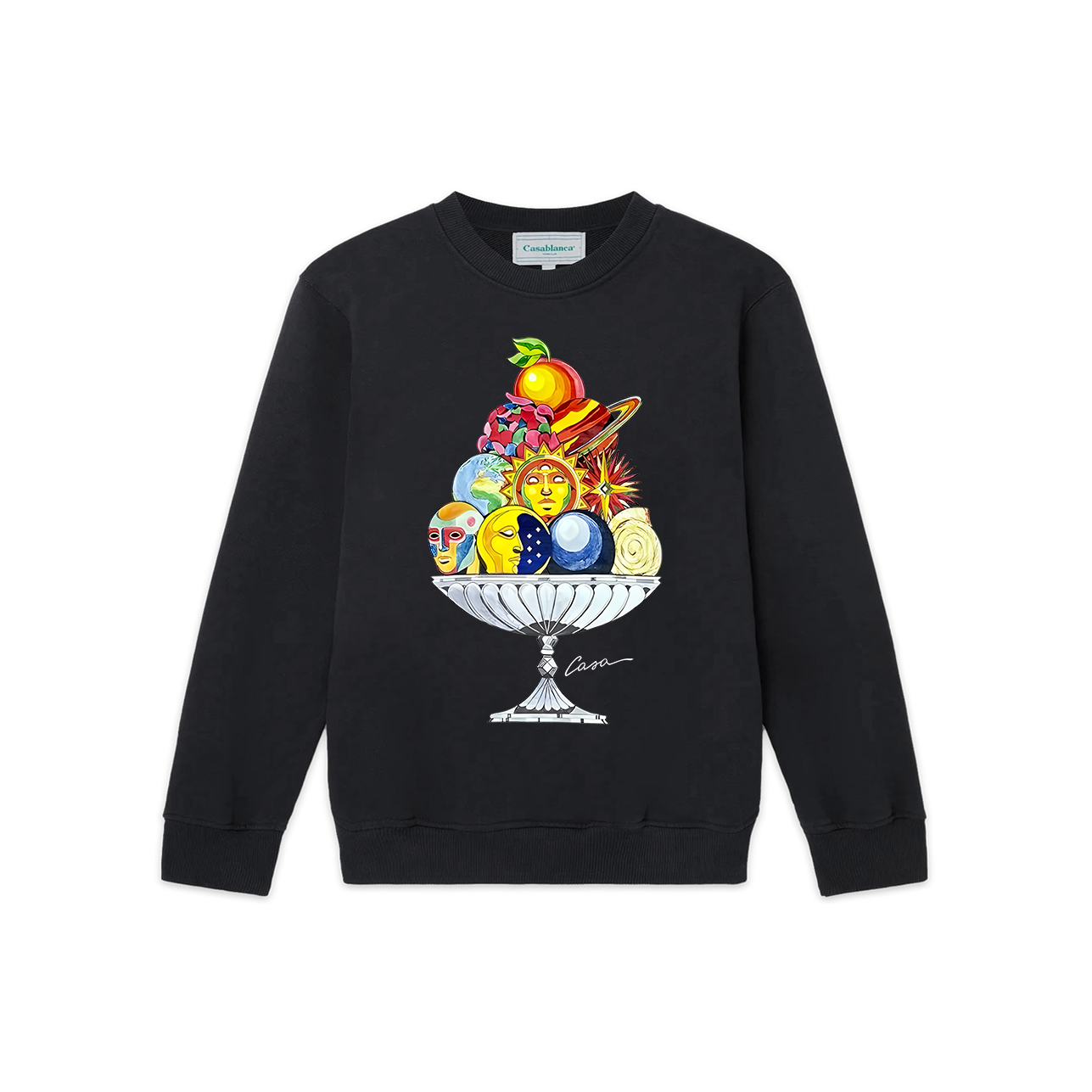 Casablanca Heavy 380g Non Velvet Hoodie Men's American Printed Loose, Small Cap Round Neck Top Trendy (21)