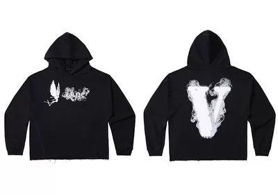 Vlone Dove & Marble "V" Graphic Hoodie - Black/White